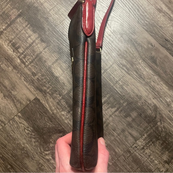 Coach Rowan File Bag - Signature Brown and Red Crossbody - Picture 14 of 15